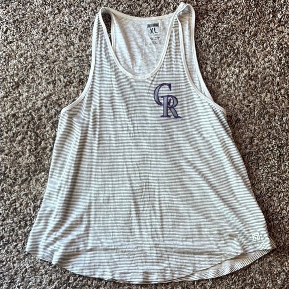Colorado Rockies Striped Tank Top - Cream and Purple
